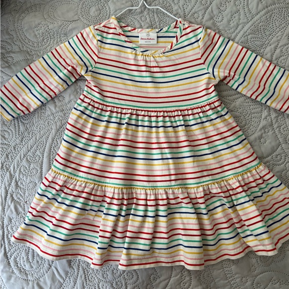 Hanna Andersson Other - Hanna Andersson 80(2T) tiered ruffle dress. White w/ rainbow colors, long sleeve